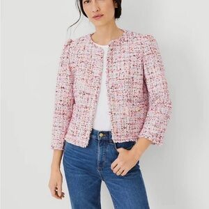 Ann Taylor Pink Tweed Cropped Blazer